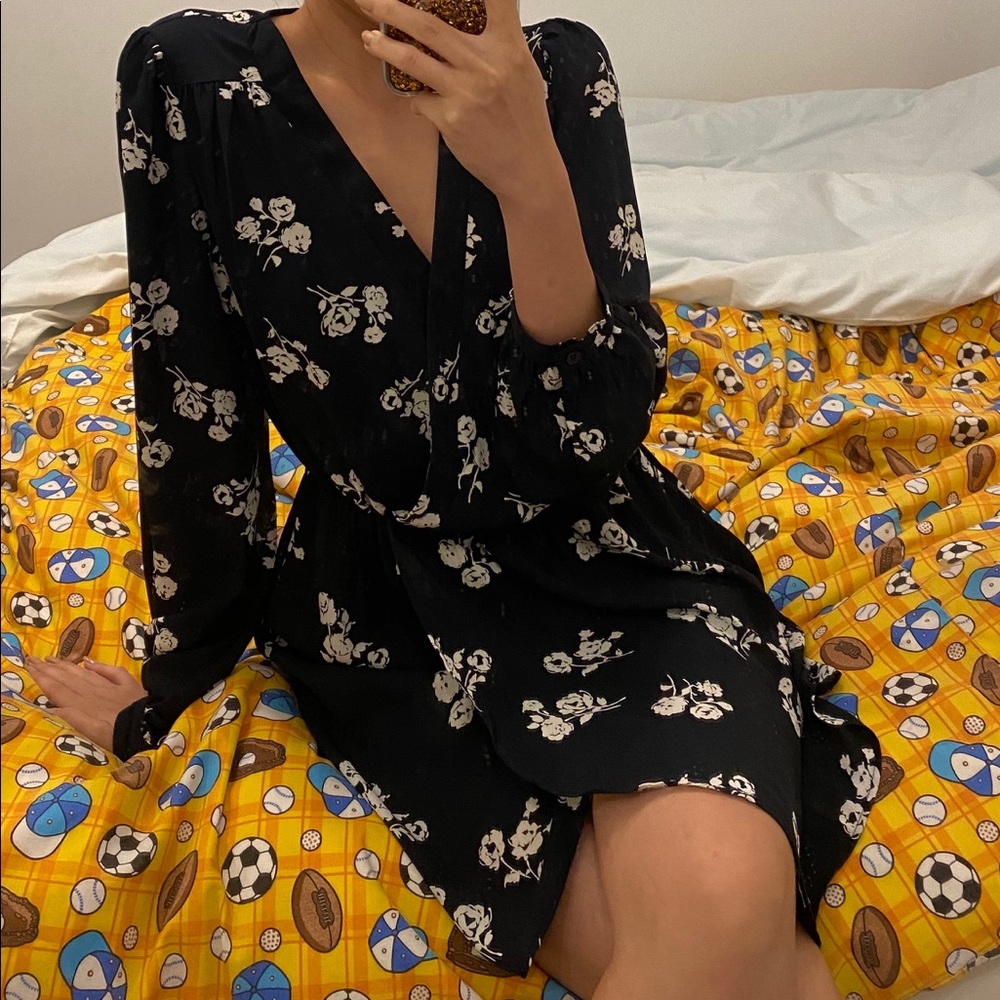 Floral Navy Wrap Dress